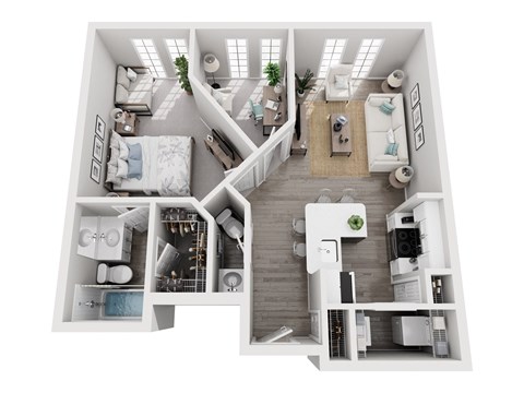 Floor plan for 1 bed, 1 bath, 936 sqft